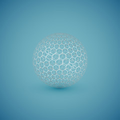 Abstract white pattern sphere, vector illustration