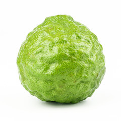 fresh bergamot fruit, Kaffir Lime, Citrus bergamia with leaf isolated on white background