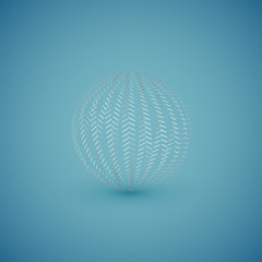 Abstract white pattern sphere, vector illustration