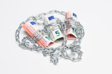 Billetes pequeños de dinero; euros moneda del mercado común; préstamos bancarios, negocios y...