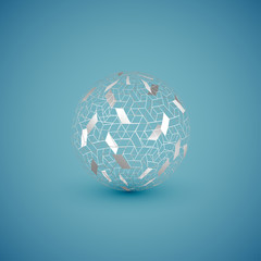 Abstract white pattern sphere, vector illustration