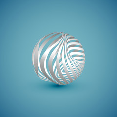 Abstract white pattern sphere, vector illustration