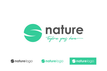 Green Nature Logo. Abstract Leaf symbol letter S Vector Logo Design Template Element