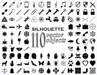 110 silhouette vector object set/ icons/ illustration