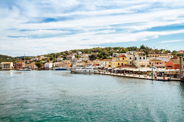 Fototapeta na wymiar Greece 2018, panoramic view of Gaios, capital of Paxos island.