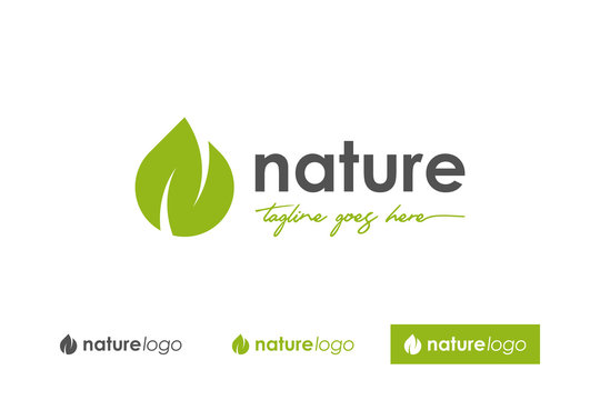 Green Nature Logo. Abstract Leaf and water symbol letter N Vector Logo Design Template Element