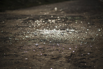 Transparent shards for glow and Shine in the sun. The first frost, cracked ice