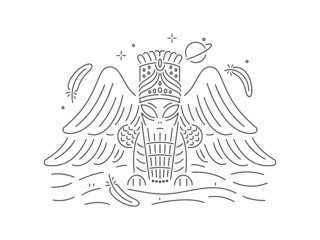 Black Alien vector design of ancient Babylon and Sumerian deity on white background