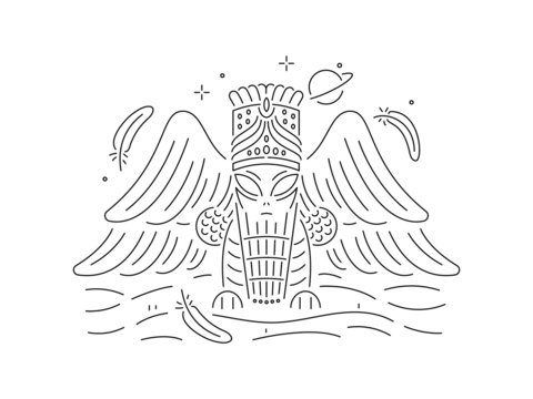 Black Alien vector design of ancient Babylon and Sumerian deity on white background