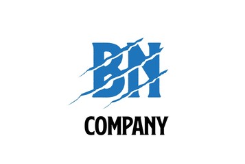 Blue BN letter template logo design with scratch effect