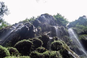View from the bottom of Patna Waterfall in Rishikesh, India