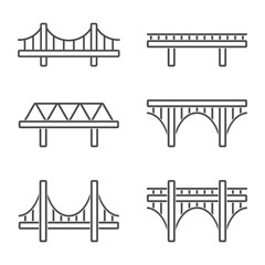 Bridge. Abstract concept, icon set. Vector illustration.