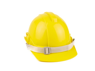 Fototapeta premium plastic yellow safety helmet or Construction hard hat concept safety project of workmen as engineer,isolated on white background