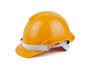 Fototapeta premium plastic orange safety helmet or Construction hard hat concept safety project of workmen as engineer,isolated on white background