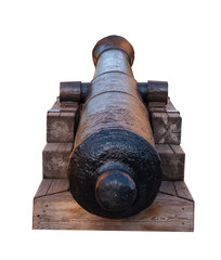 Antique eighteenth century cannon isolated on white