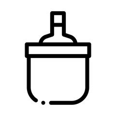 Drink Bottle in Cooling Bucket Icon Vector. Outline Drink Bottle in Cooling Bucket Sign. Isolated Contour Symbol Illustration