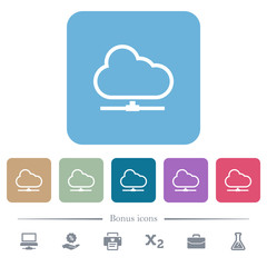 Cloud network flat icons on color rounded square backgrounds