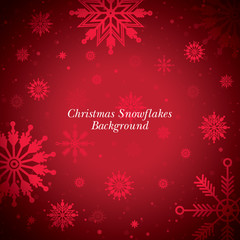 Fototapeta na wymiar Red Christmas snowflakes background