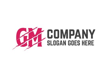 Pink initial GM letter template logo design with scratch effect creative design