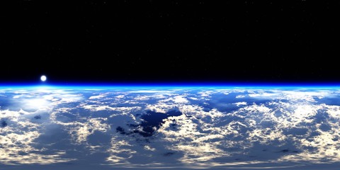Panorama of clouds, HDRI, environment map , Round panorama, spherical panorama, equidistant projection, panorama 360, flying above the clouds,sky above the clouds, 3D rendering © ustas