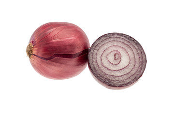 Red onion, isolated on white background. 