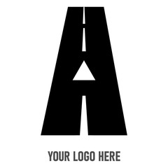 Logo of the letter A combined with the road, road marking.