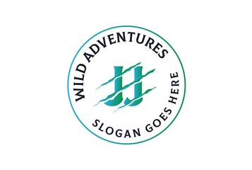 Aqua circle seal JJ letter template logo design with scratch effect