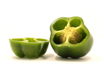 Ripe beautiful vegetables, paprika on a white background