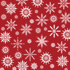 Red snowflake background with transparent snowflakes