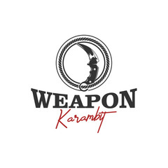 Fototapeta premium Weapon karambit traditional kife fight indonesian, sharp tool armed dagger, simple minimalist design.