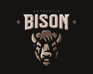 Bison modern mascot logo. Bull emblem design editable for your business. Vector illustration. © augustos