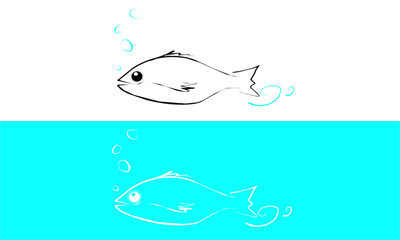 fish ryba rysunek szkic woda - obrazy, fototapety, plakaty