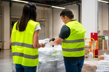 Scanning the goods in warehouse