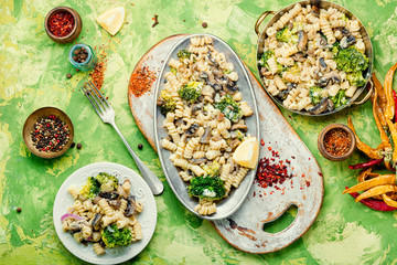 Broccoli pasta in plate