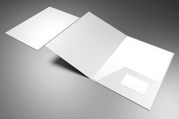File folder mockup - front cover and opened - 3D rendering
