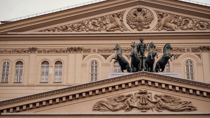 Front view of the Bolshoi Theatre in Moscow, Russia