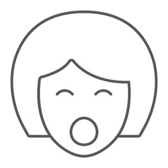 Sex doll thin line icon, sex toy and adult, blowjob sign, vector graphics, a linear pattern on a white background, eps 10.