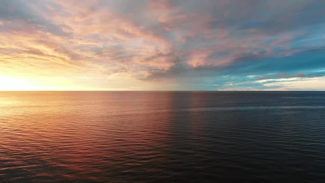 Sunset over the sea. Shot on a drone