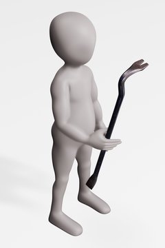 3D Render of Character with Crowbar