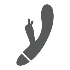 Rabbit vibrator glyph icon, sex toy and adult, clitoris vibrator sign, vector graphics, a solid pattern on a white background, eps 10.