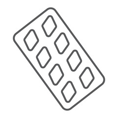 Erection pills thin line icon, health and pharmacy, drug sign, vector graphics, a linear pattern on a white background, eps 10.