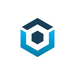 hexagon arrow line color logo design