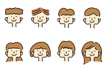 手描きの人物イラスト セット