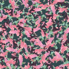 UFO camouflage of various shades of green, pink, violet and wine colors