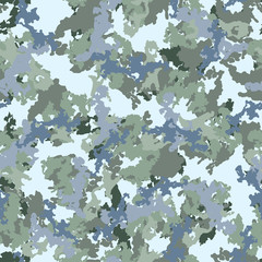 Winter camouflage of various shades of grey, blue and green colors