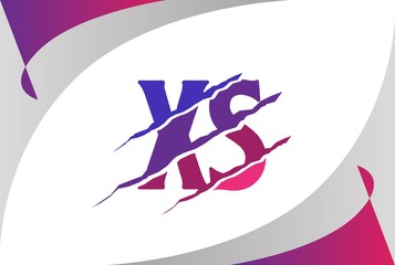 Purple pink gradation XS letter template logo design with scratch effect