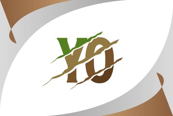 Green brown soil YO letter template logo design with scratch effect