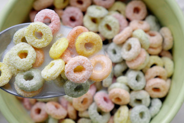 Texture of round cereals. Breakfast concept 
