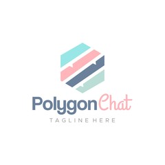 Polygon Chat Modern Company Logo Design Tamplate