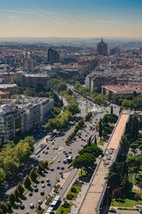 Paseo de la Castellana in Madrid seen from the air on sunny day
